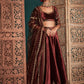 Burgundy and Gold Embroidered Velvet Lehenga