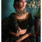 Bottle Green Embroidered Velvet Lehenga