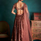 Dusty Mauve and Gold Embroidered Velvet Lehenga