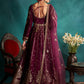 Wine and Gold Embroidered Velvet Anarkali