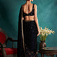 Navy Blue Embroidered Velvet Saree