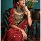 Mehendi Green and Rust Embroidered Velvet Punjabi Suit
