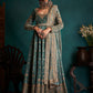 Dusty Turquoise Embroidered Velvet Anarkali