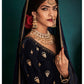 Navy Blue Embroidered Velvet Patiala Suit
