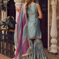 Light Blue Embroidered Gharara Suit