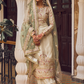 Cream and Light Green Embroidered Palazzo Suit