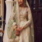 Cream and Light Green Embroidered Palazzo Suit