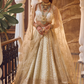 Off White Embroidered Brocade Lehenga