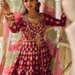 Maroon Embroidered Anarkali Style Lehenga