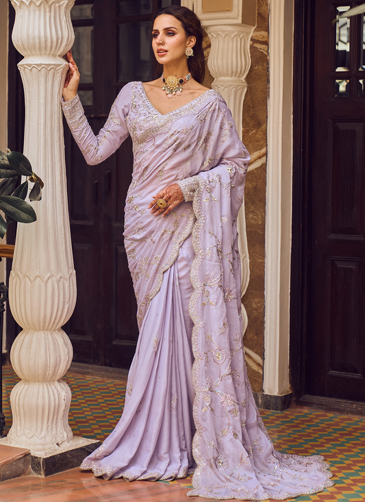 Lavender Embroidered Saree