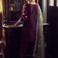 Wine and Green Embroidered Straight Suit