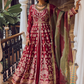 Maroon Embroidered Anarkali Style Lehenga