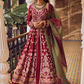 Maroon Embroidered Anarkali Style Lehenga