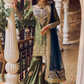 Olive Green and Blue Embroidered Gharara Suit