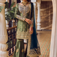 Olive Green and Blue Embroidered Gharara Suit