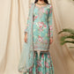 Mint Floral Sequins Embroidered Gharara Suit