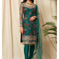 Teal Green Floral Organza Suit