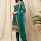 Teal Green Floral Organza Suit