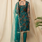 Teal Green Floral Organza Suit