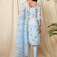 Light Blue Floral Georgette Suit