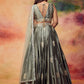 Dusty Olive Embroidered Satin Lehenga