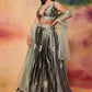 Dusty Olive Embroidered Satin Lehenga