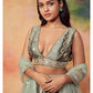 Dusty Olive Embroidered Satin Lehenga