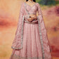 Dusty Pink Embroidered Organza Lehenga