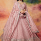 Dusty Pink Embroidered Organza Lehenga