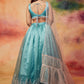 Dusty Teal and Pink Embroidered Lehenga