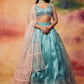 Dusty Teal and Pink Embroidered Lehenga