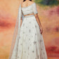 Off White and Mint Embroidered Lehenga