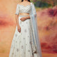 Off White and Mint Embroidered Lehenga