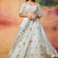 Off White and Mint Embroidered Lehenga