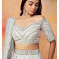 Off White and Mint Embroidered Lehenga