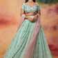 Mint Green and Light Pink Embroidered Lehenga