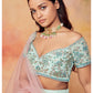 Mint Green and Light Pink Embroidered Lehenga