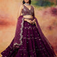 Deep Purple Embroidered Georgette Lehenga