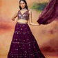 Deep Purple Embroidered Georgette Lehenga