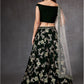 Green Heavy Embroidered Velvet Lehenga