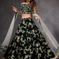 Green Heavy Embroidered Velvet Lehenga