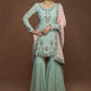 Dusty Mint and Pink Georgette Gharara Suit