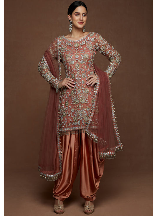 Dusty Rose Embroidered Punjabi Suit