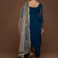Blue and Light Pink Embroidered Straight Suit