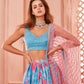 Turquoise and Hot Pink Tie Dye Lehenga