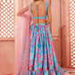 Turquoise and Hot Pink Tie Dye Lehenga