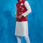 Maroon and Off White Nehru Jacket Set