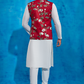 Maroon and Off White Nehru Jacket Set