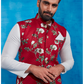 Maroon and Off White Nehru Jacket Set