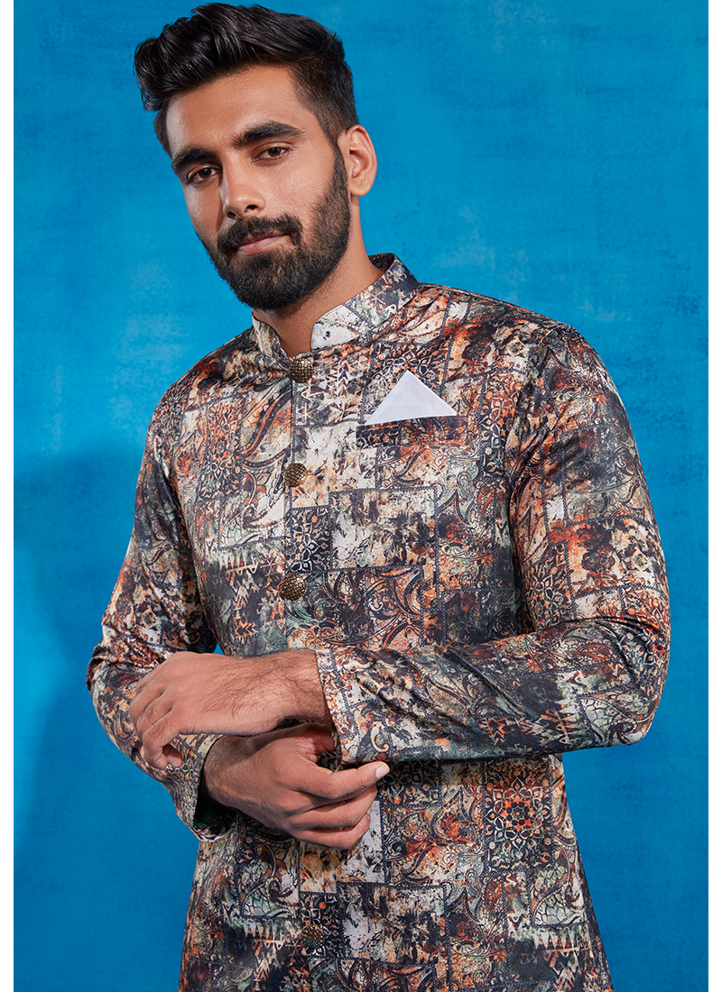 Multicolor Printed Sherwani